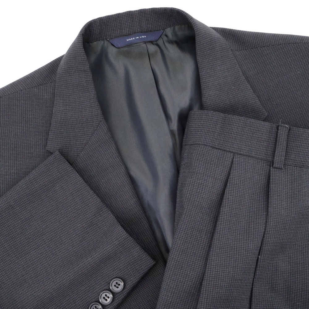 Brooks Brothers BrooksEase Wool Micro-Check 2 Piece Suit Charcoal Mens 50L 42x34